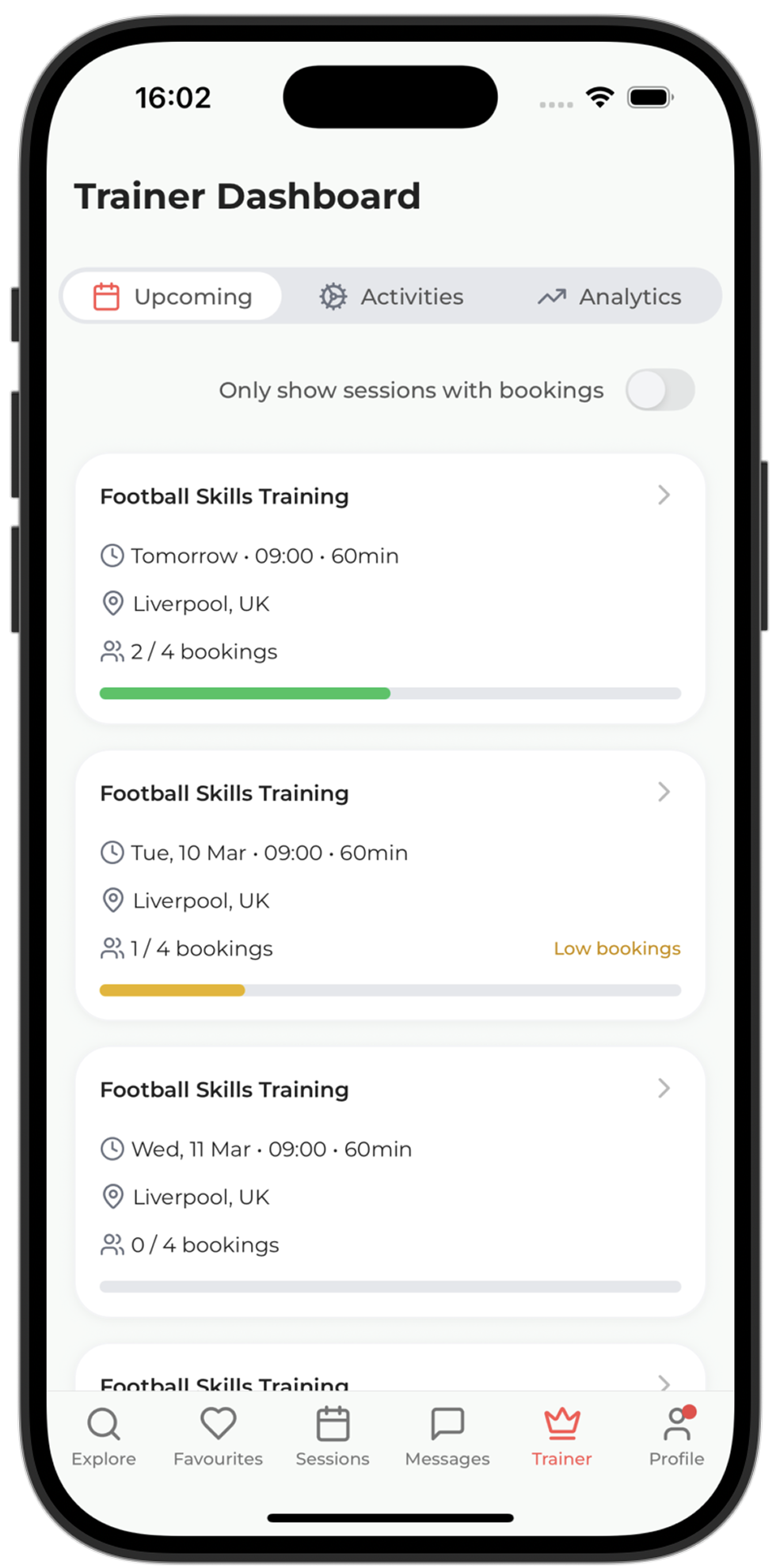 Trainers monitor upcoming sessions on Hively
